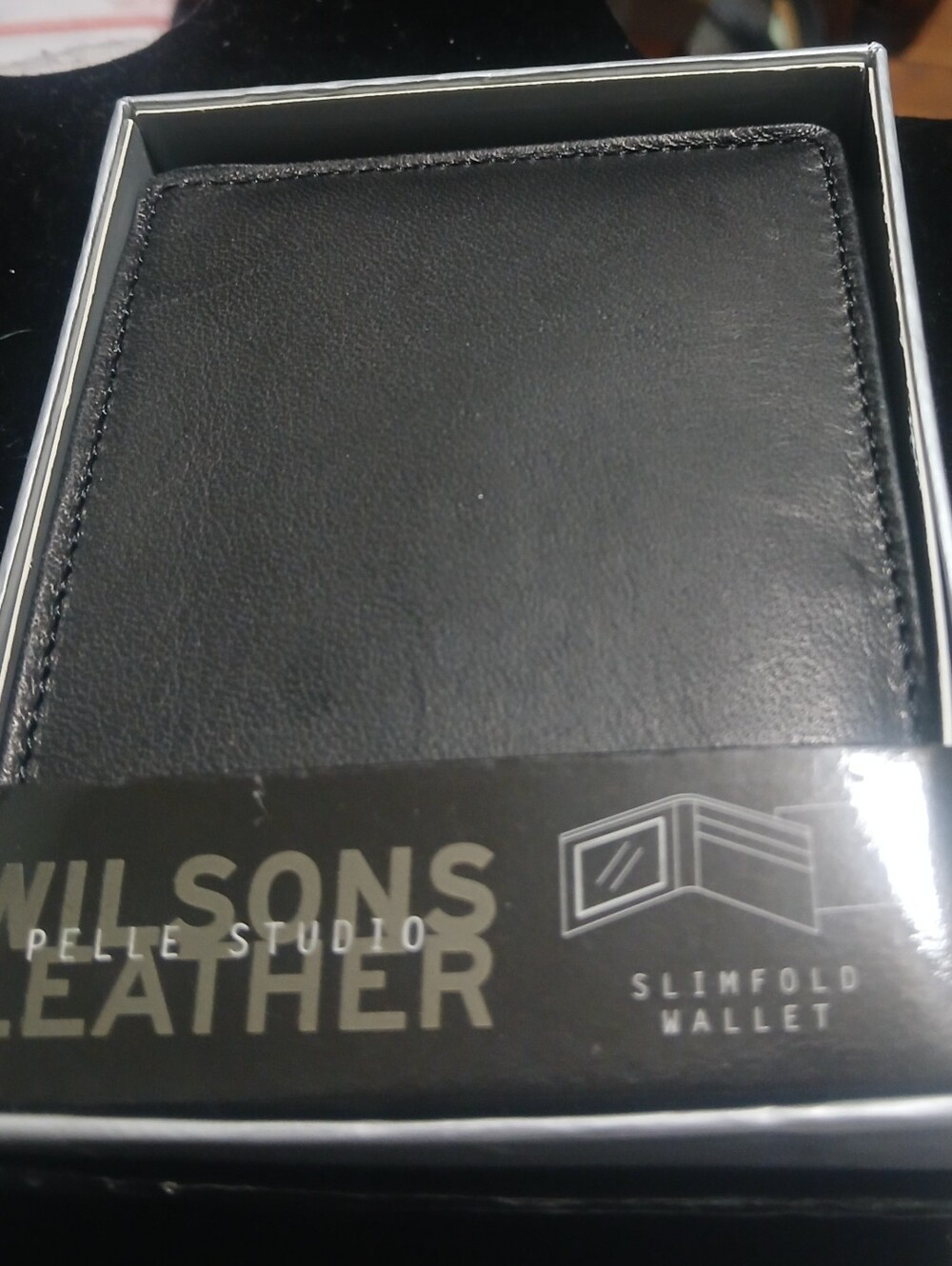 NIB Wilsons Leather Black Slimfold  Wallet